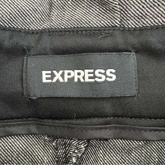 Express Gray Ankle High Rise Belted Paper Bag Linen Pants Size 8 Regular - Picture 3 of 7